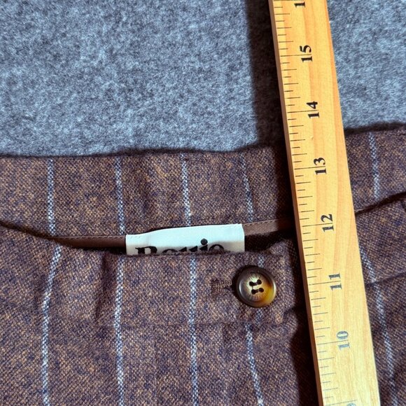 Rouje Paris Womens Straight Wide Leg Wool Trouser Pant Brown Stripe Sz 44 US 12 - Picture 7 of 12